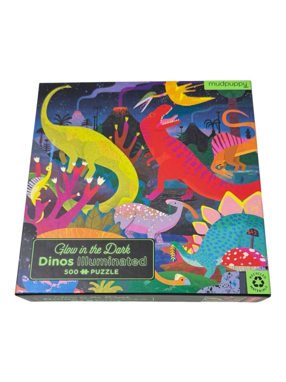 Mudpuppy Dinos Dinosaurs Illuminated Glow in the Dark 500 Piece Jigsaw Puzzle